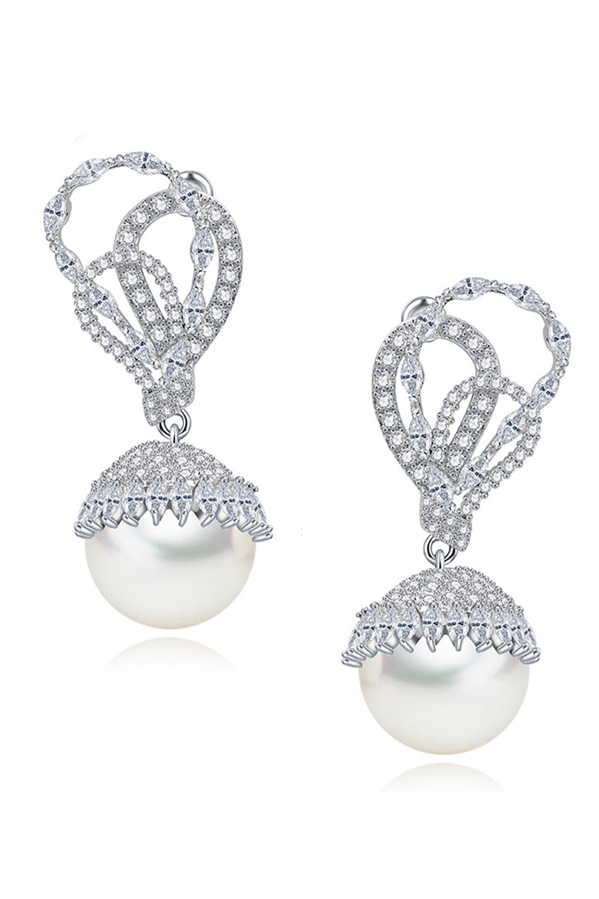 Cubic Zirconia Pearl Earrings E6554