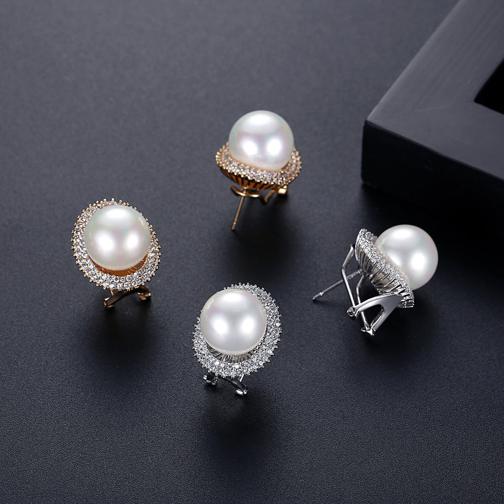 Pearl Cubic Zirconia Earrings E6561