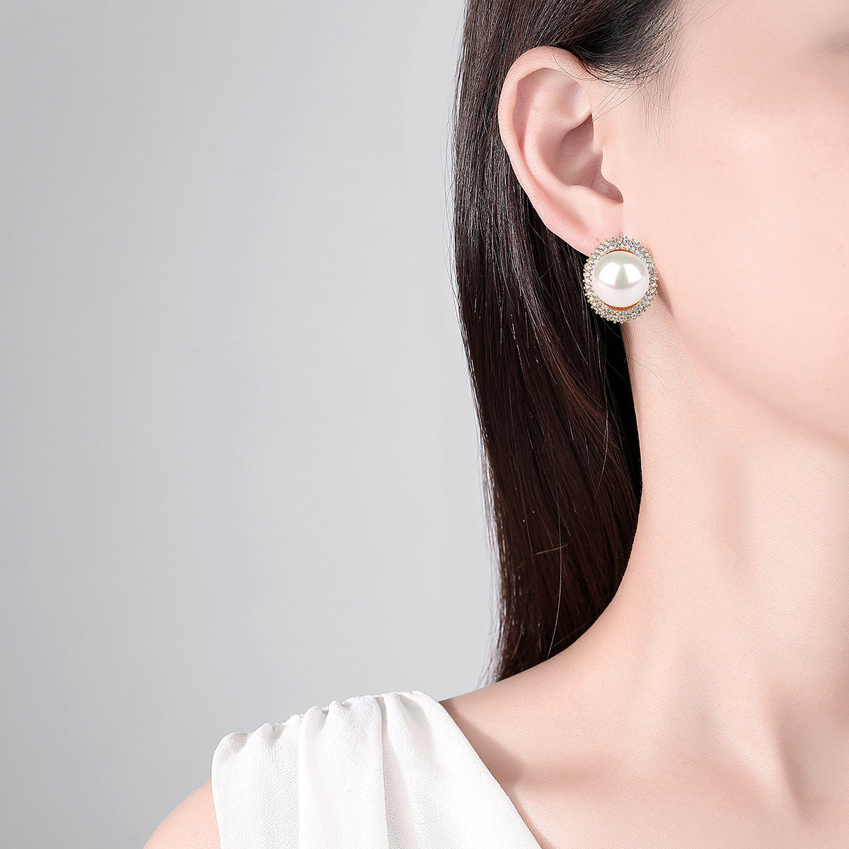 Pearl Cubic Zirconia Earrings E6561