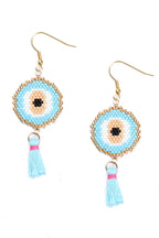 Evil Eye Seed Bead Tassel Earrings E6680