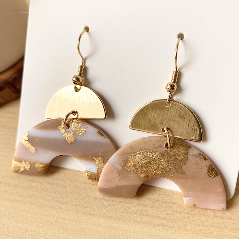 Geometric Semicircle Polymer Clay Earrings E6725