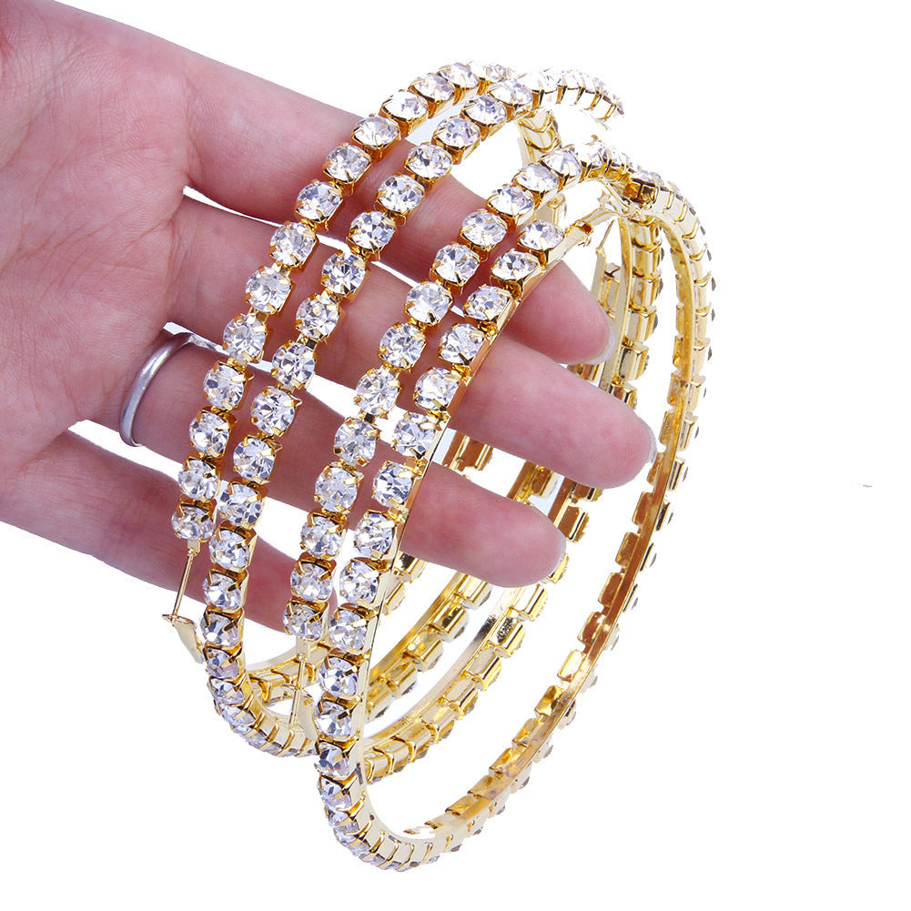 7CM Rhinestone Hoop Earrings E6729