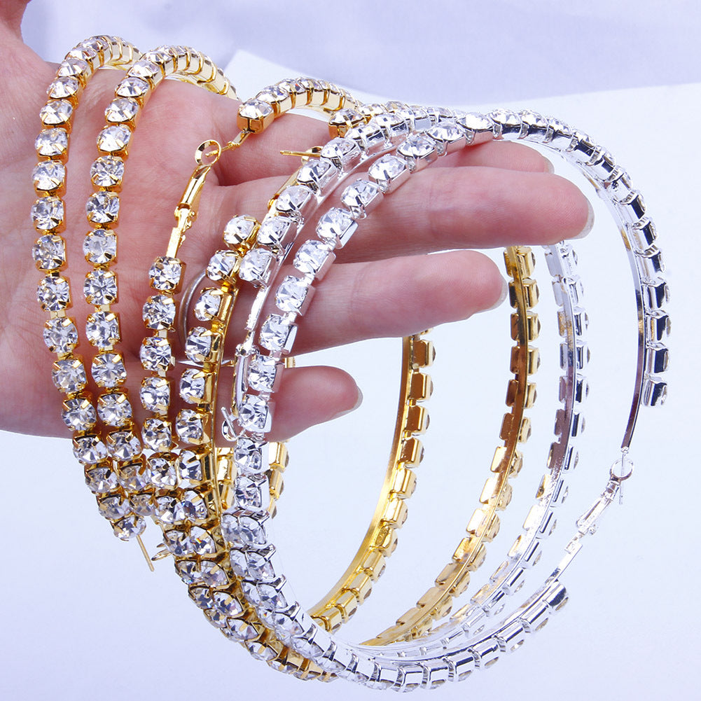 7CM Rhinestone Hoop Earrings E6729