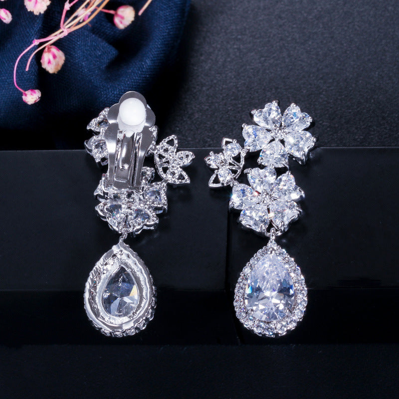Snowflake Cubic Zirconia Teardrop Earrings E6741