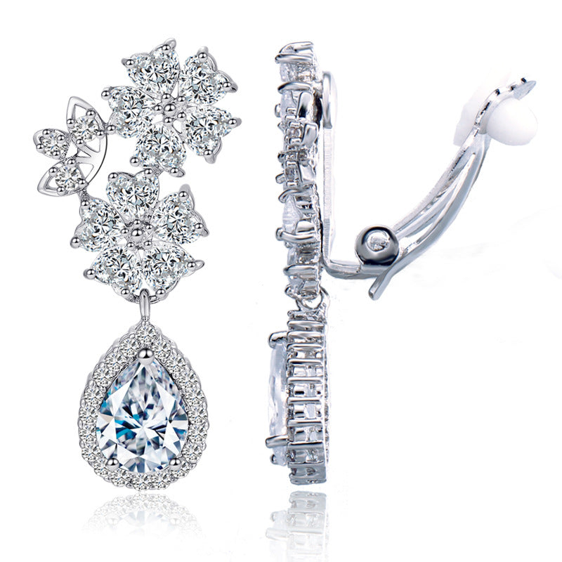Snowflake Cubic Zirconia Teardrop Earrings E6741