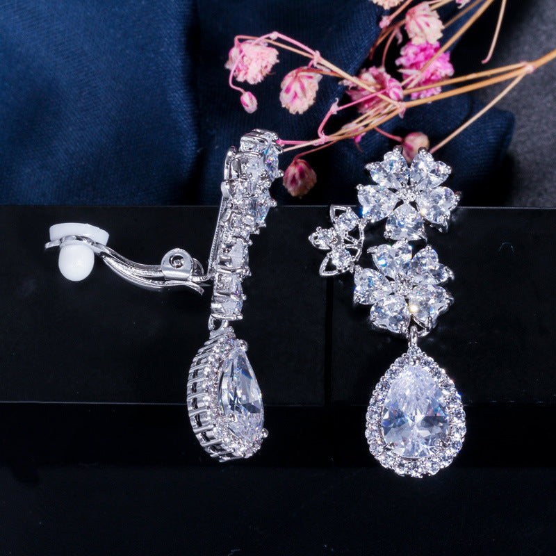 Snowflake Cubic Zirconia Teardrop Earrings E6741