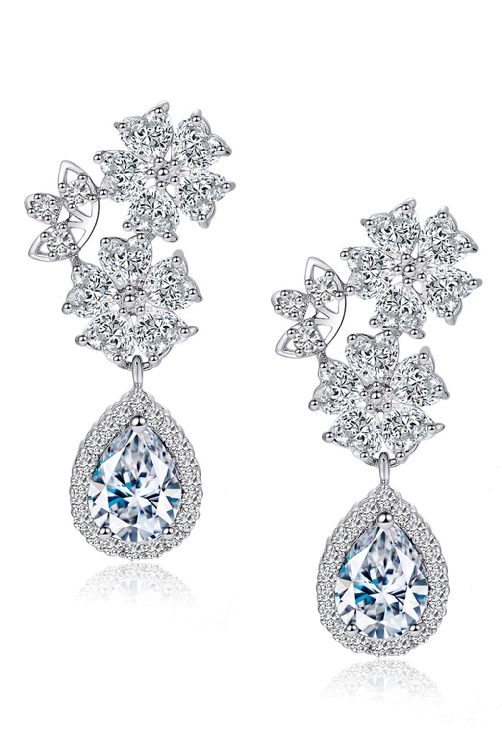 Snowflake Cubic Zirconia Teardrop Earrings E6741