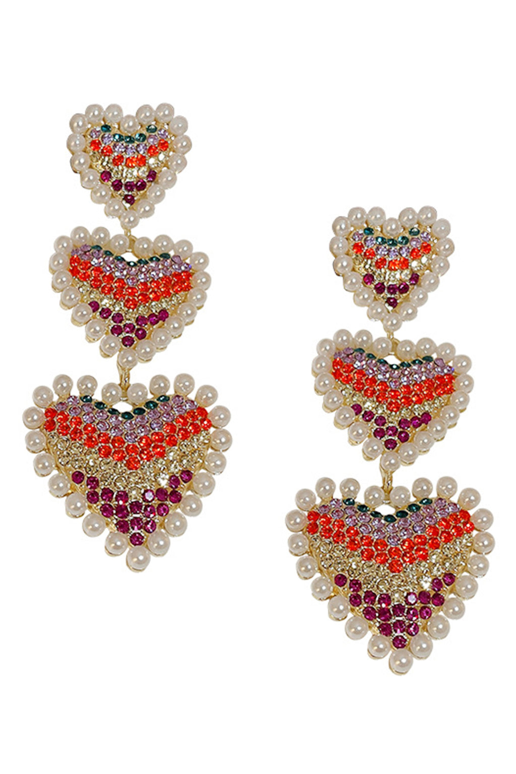 Heart Chain Cubic Zirconia Earrings E6743