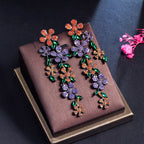 Floral Cubic Zirconia Tassel Earrings E6746