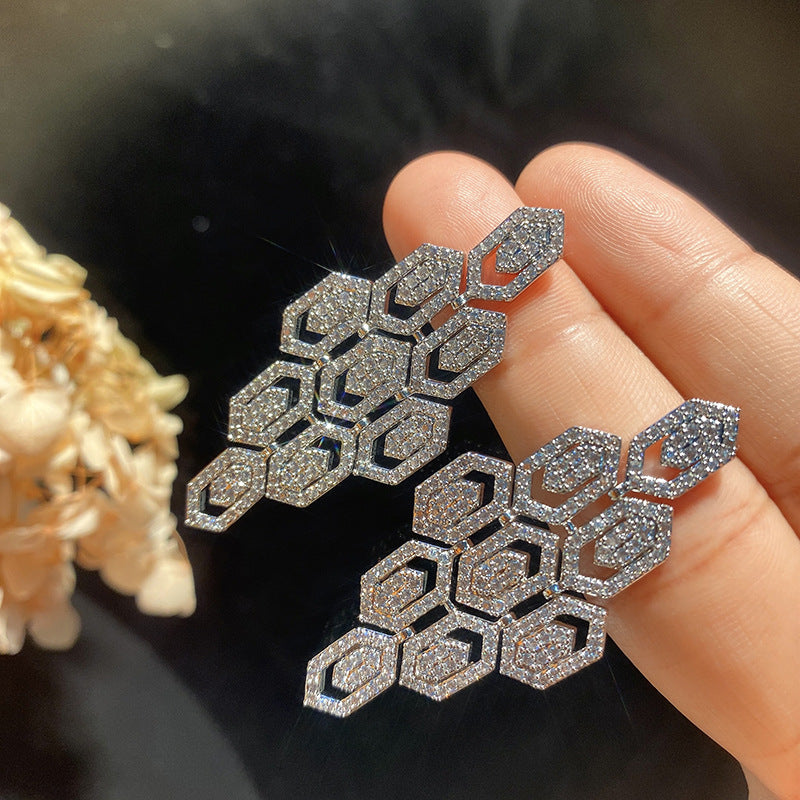 Peacock Feather Cubic Zirconia Earrings E6764