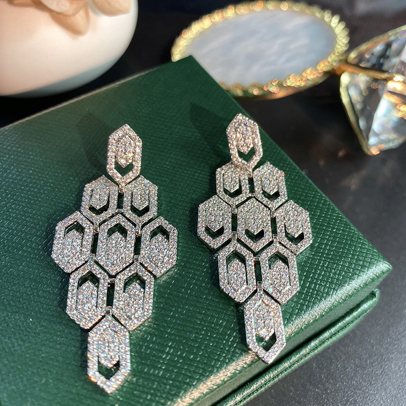 Peacock Feather Cubic Zirconia Earrings E6764