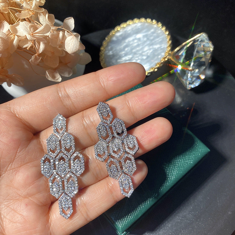 Peacock Feather Cubic Zirconia Earrings E6764