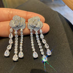 Rose Tassel Cubic Zirconia Earrings E6768