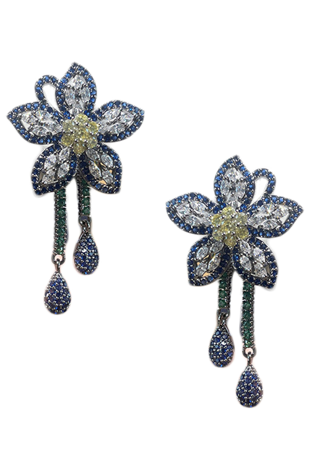 Flower Tassel Cubic Zirconia Earrings E6772
