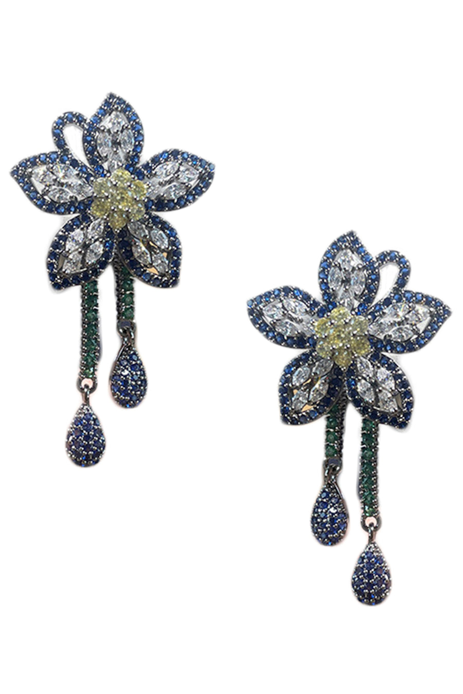 Flower Tassel Cubic Zirconia Earrings E6772