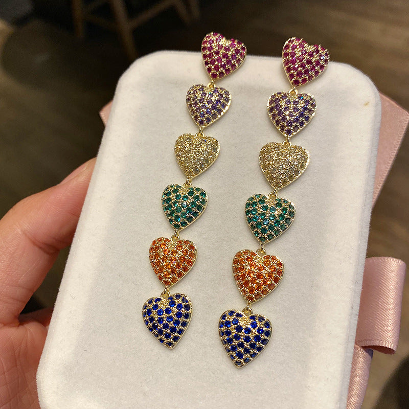 Heart Chain Cubic Zirconia Earrings E6776