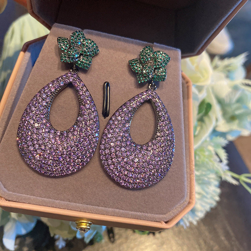 Floral Teardrop Cubic Zirconia Earrings E6782