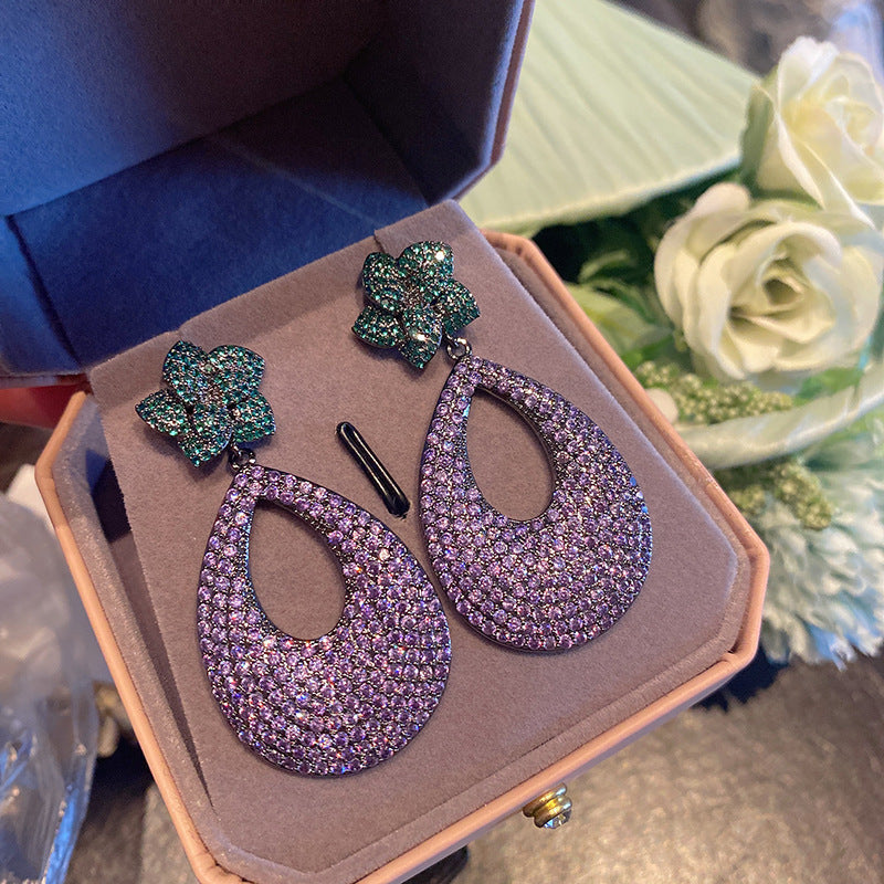 Floral Teardrop Cubic Zirconia Earrings E6782