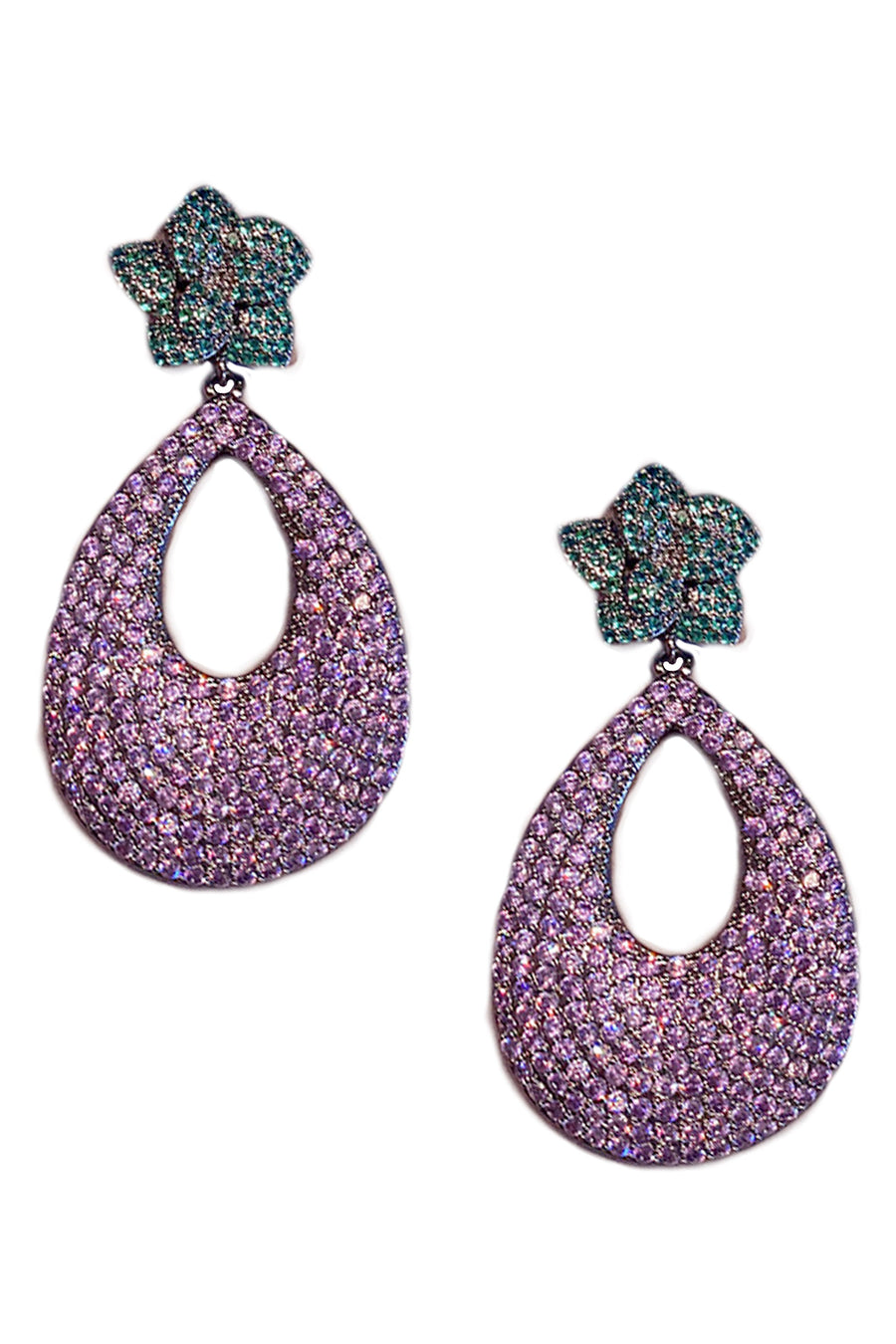 Floral Teardrop Cubic Zirconia Earrings E6782