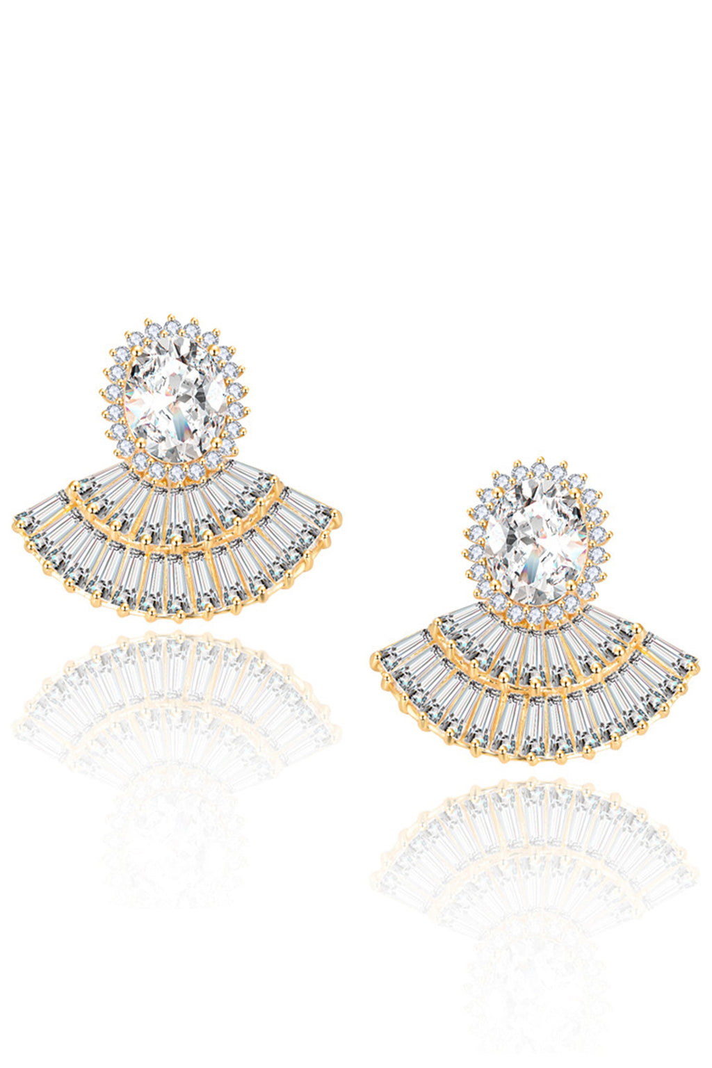 Sector Shaped Cubic Zirconia Earrings E6938