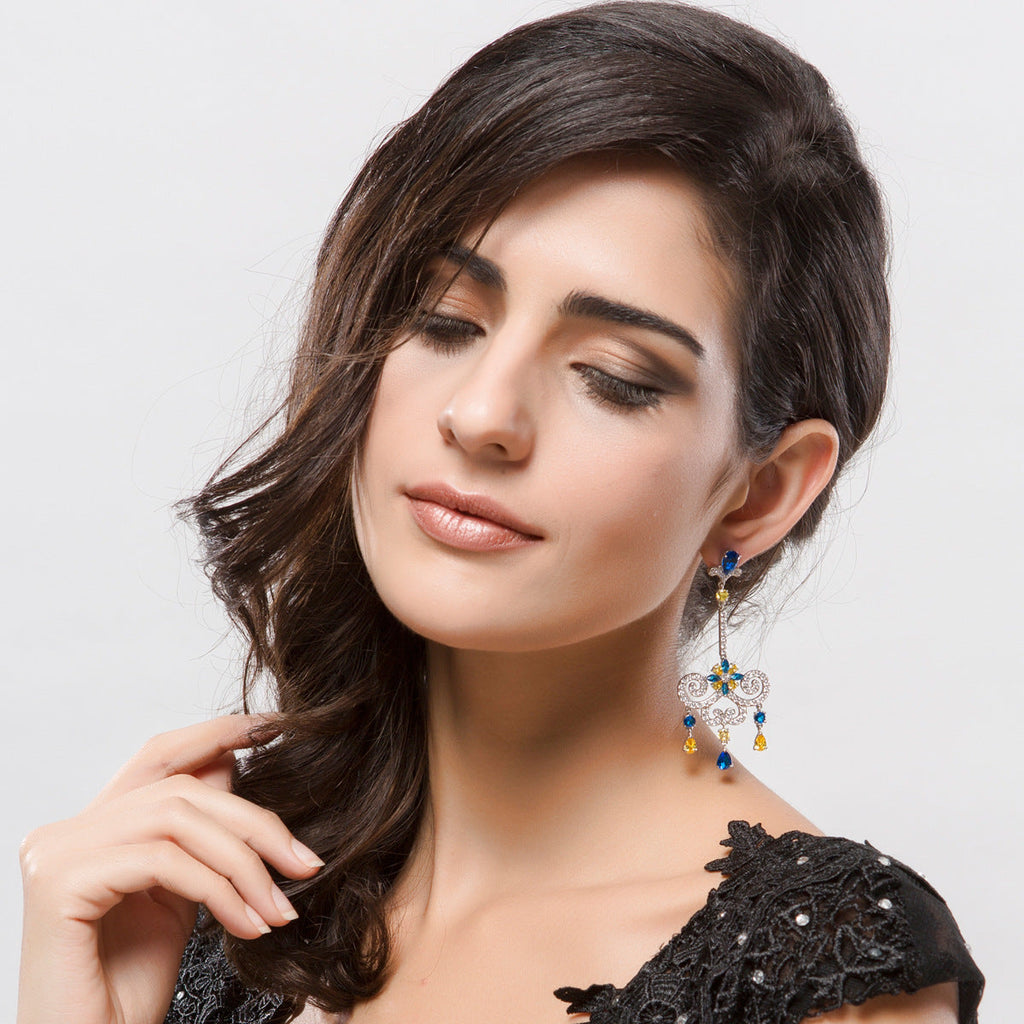 Lighting Shaped Cubic Zirconia Earrings E6940