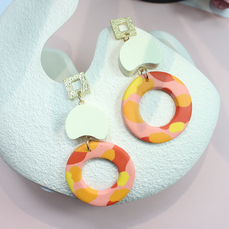 Circle Chain Polymer Clay Earrings E6966