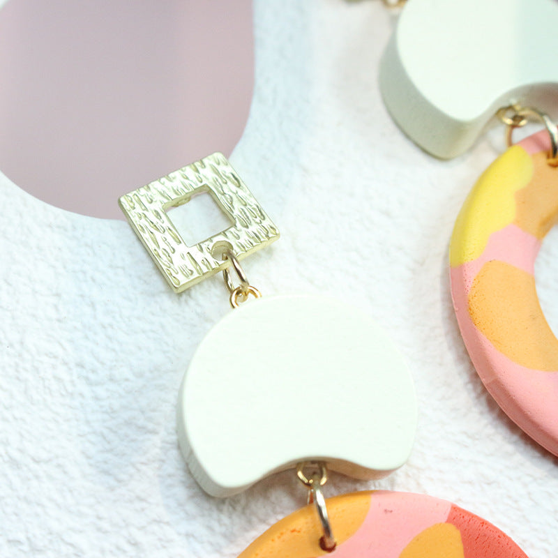 Circle Chain Polymer Clay Earrings E6966