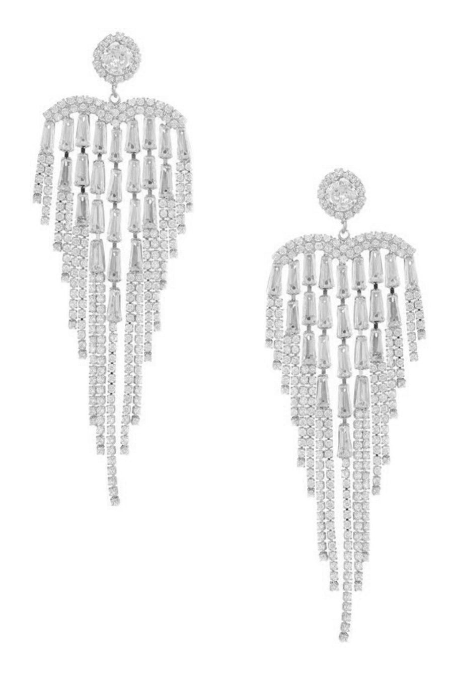 Heart Cubic Zirconia Tassel Earrings E7027