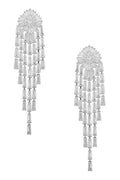 Floral Tassel Cubic Zirconia Earrings E7206