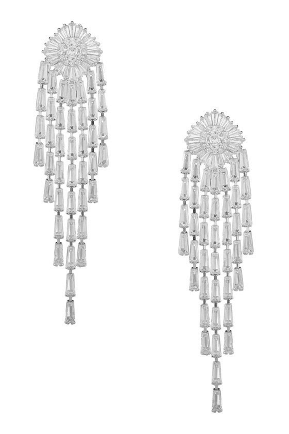 Floral Tassel Cubic Zirconia Earrings E7206