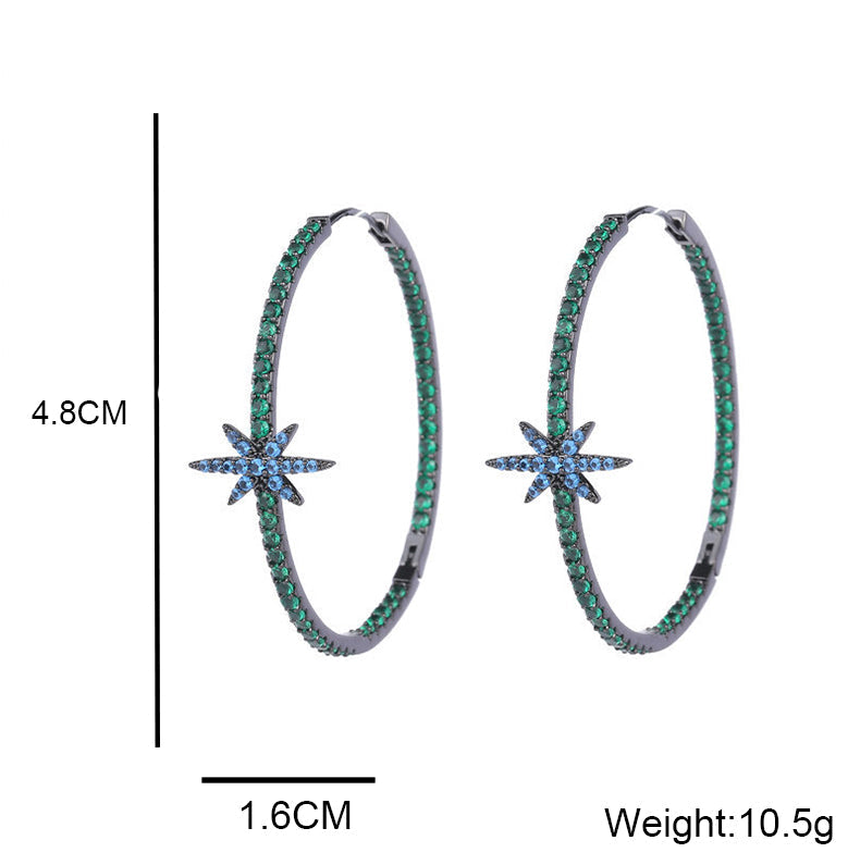 Star Cubic Zirconia Hoop Earrings E7213