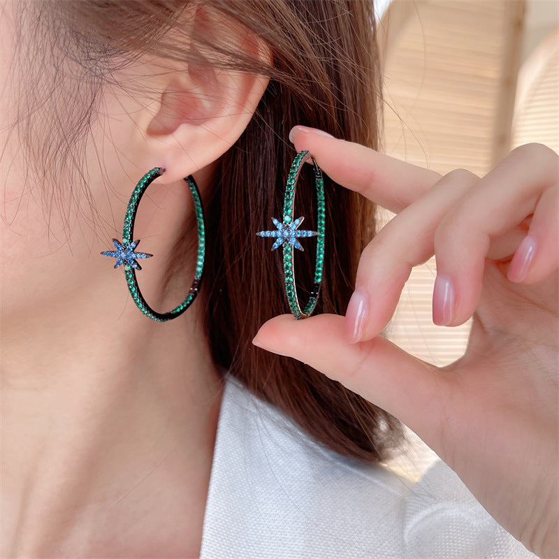 Star Cubic Zirconia Hoop Earrings E7213