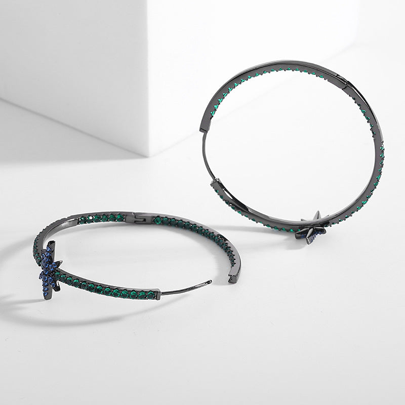 Star Cubic Zirconia Hoop Earrings E7213