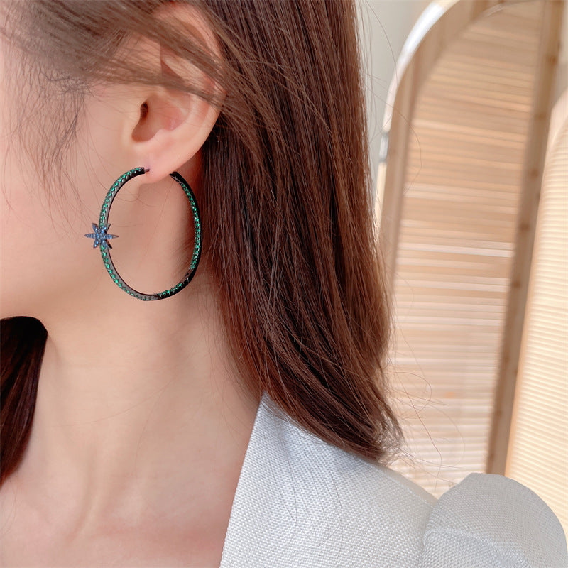 Star Cubic Zirconia Hoop Earrings E7213