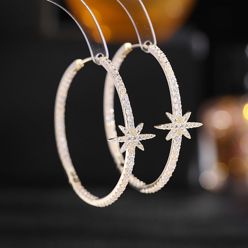 Star Cubic Zirconia Hoop Earrings E7213