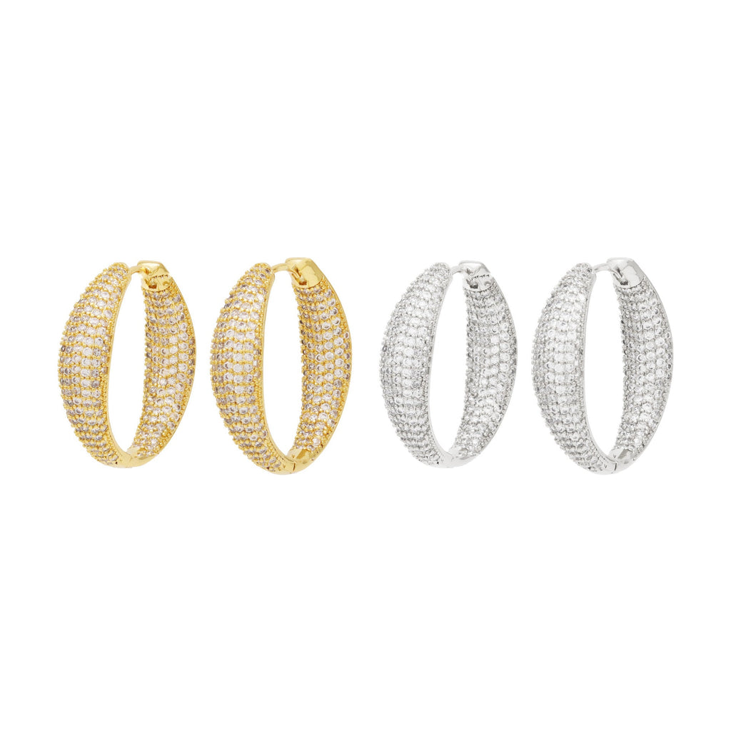 Cubic Zirconia Hoop Earrings E7228