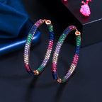 Multicolor Cubic Zirconia Hoop Earrings E7229