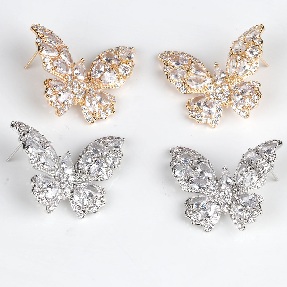 Butterfly Cubic Zirconia Stud Earrings E7234