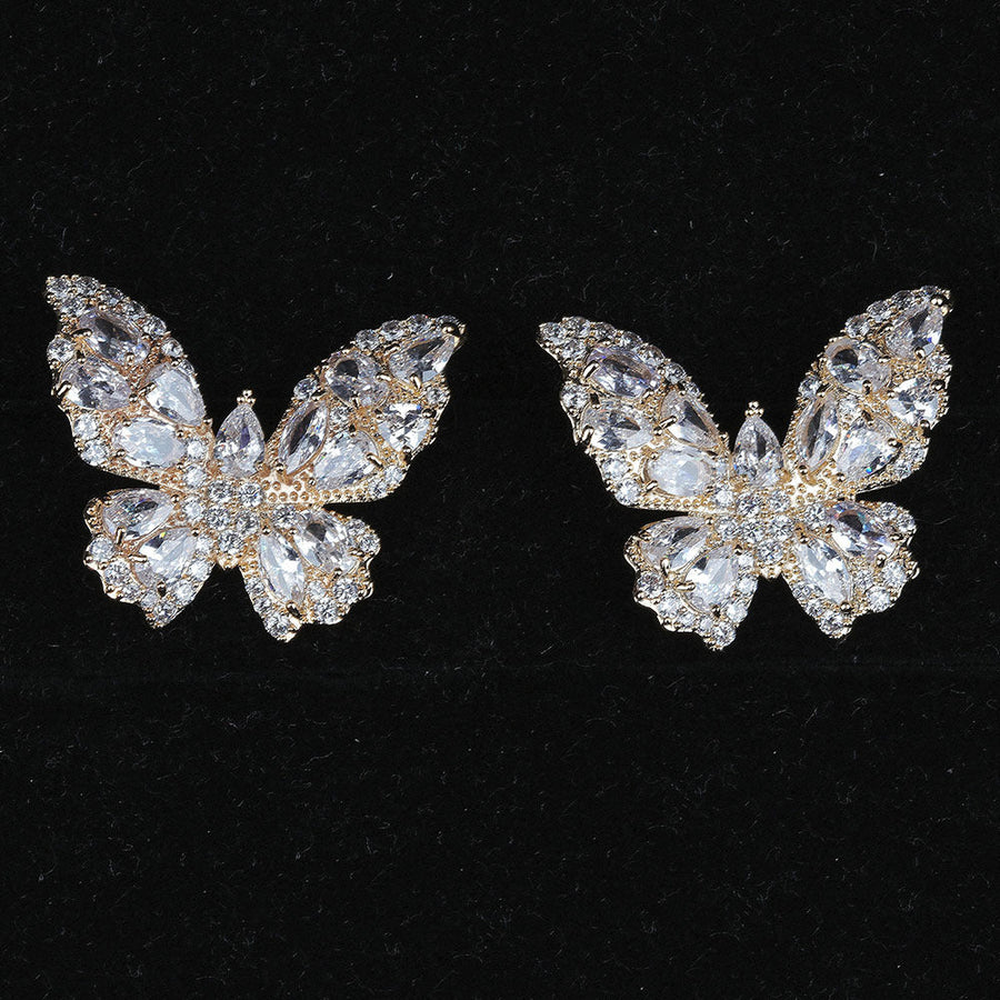 Butterfly Cubic Zirconia Stud Earrings E7234