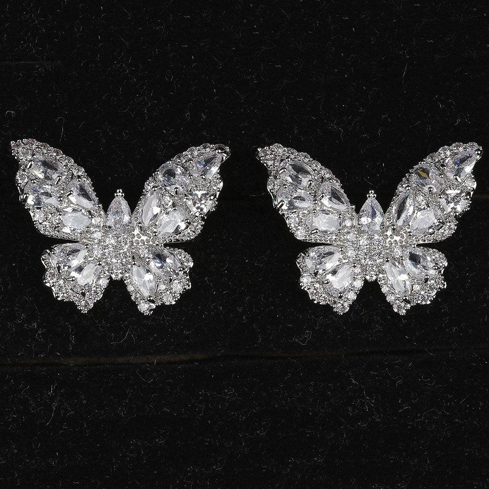 Butterfly Cubic Zirconia Stud Earrings E7234