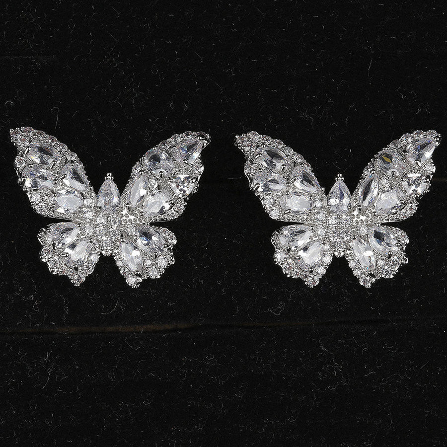 Butterfly Cubic Zirconia Stud Earrings E7234