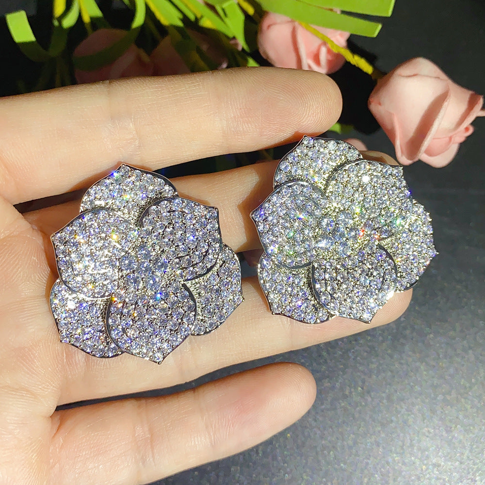 Floral Cubic Zirconia Stud Earrings E7237