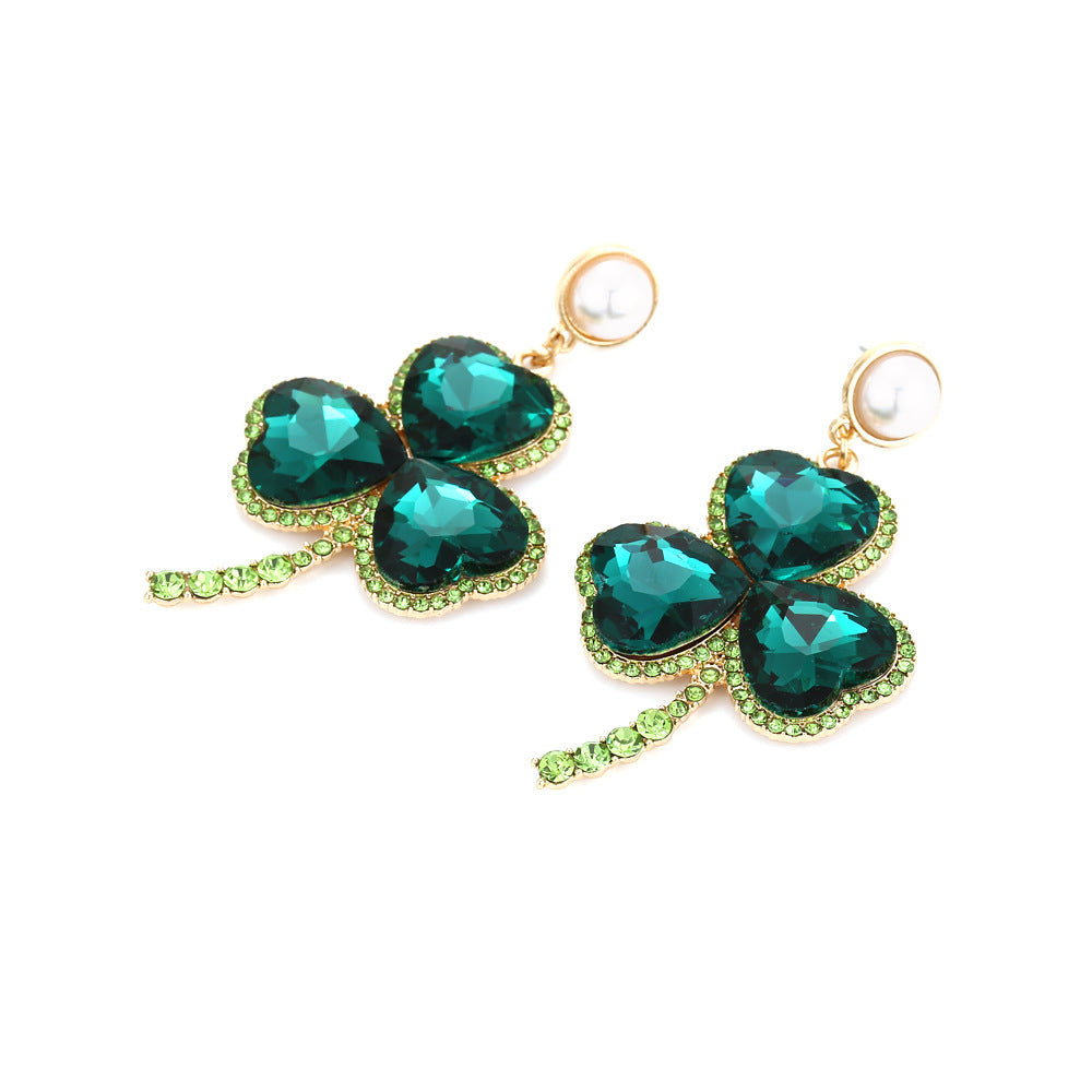 Clover Rhinestone Earrings E7268
