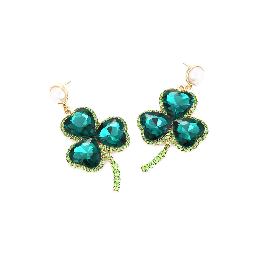 Clover Rhinestone Earrings E7268