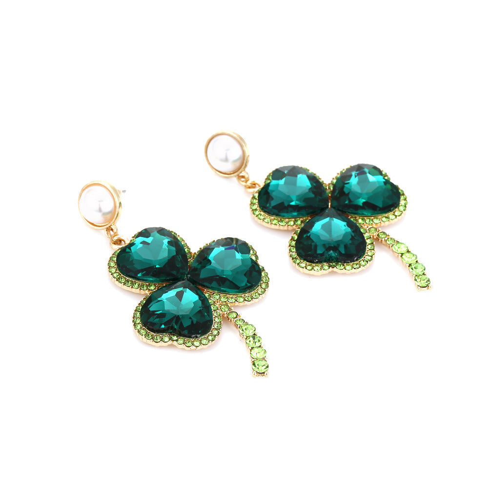 Clover Rhinestone Earrings E7268