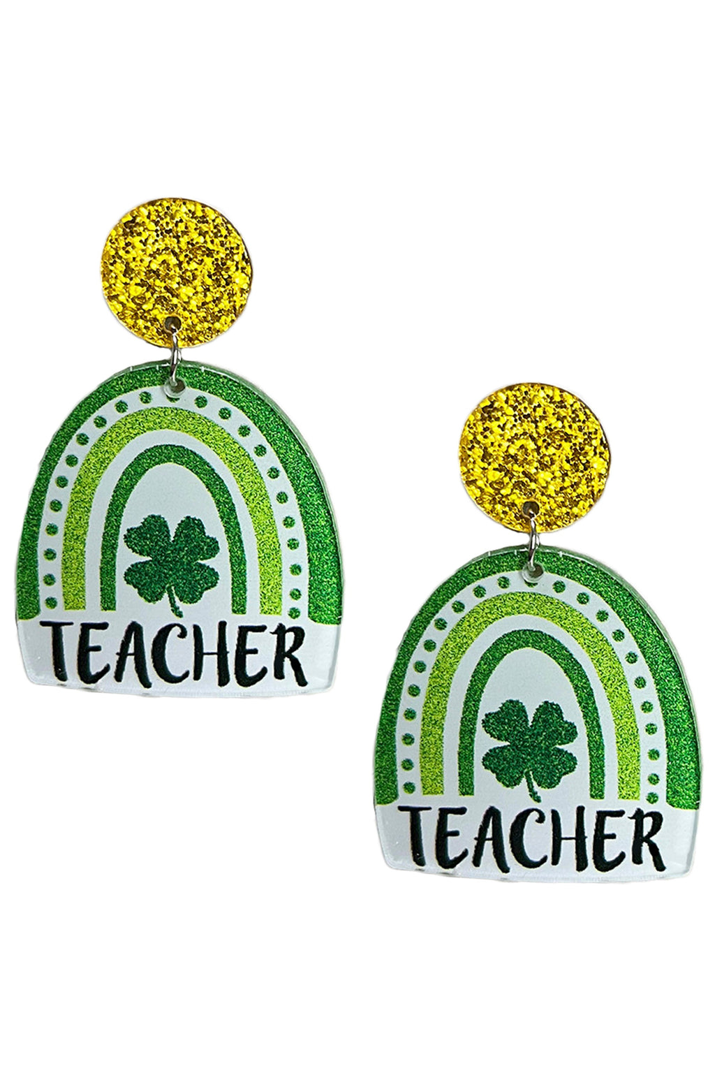 Rainbow Clover Teacher Acrylic Earrings E7272