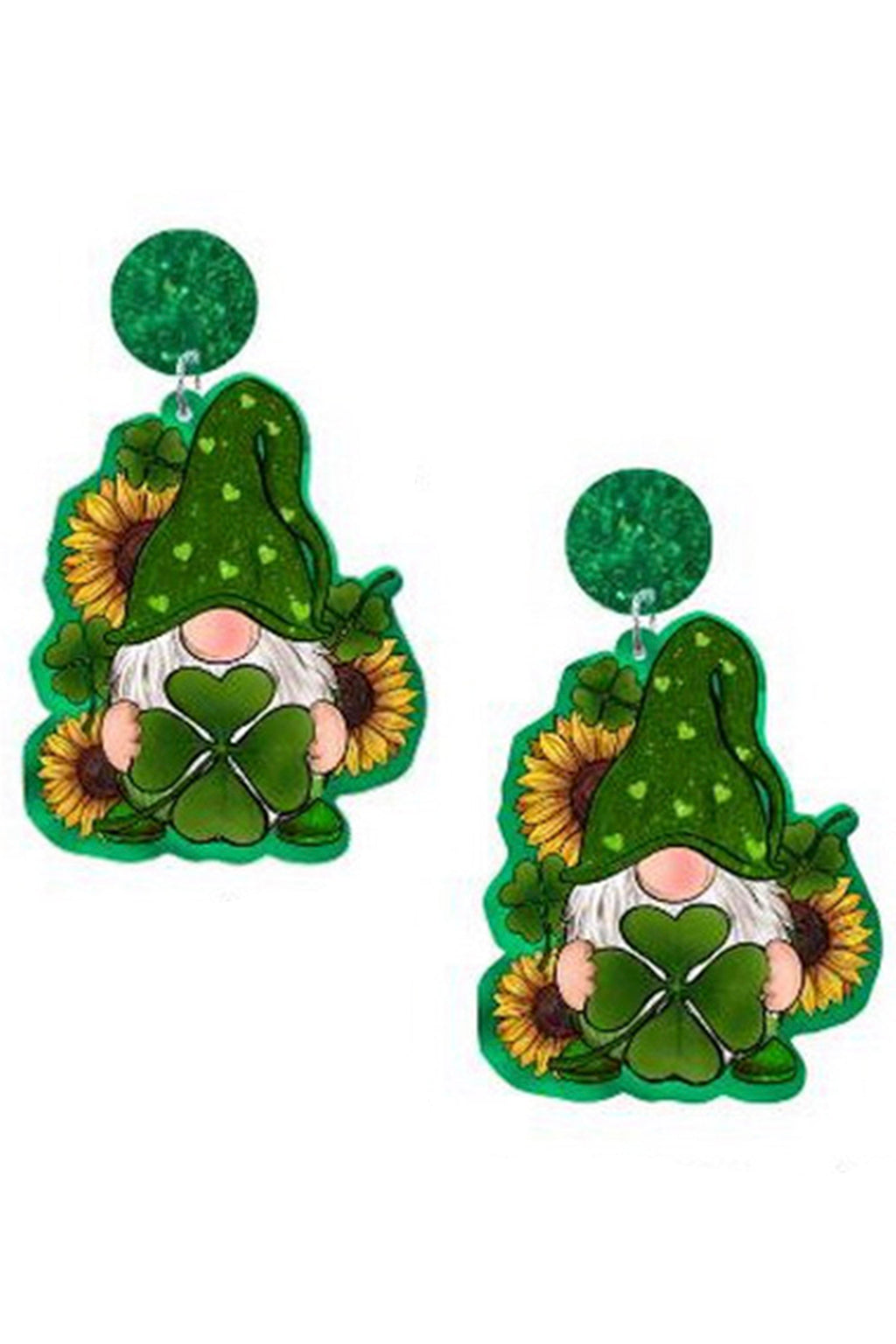 San Patrick Sunflower Man Acrylic Earrings E7280