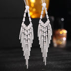 Rhombus Shaped Tassel Cubic Zirconia Earrings E7332