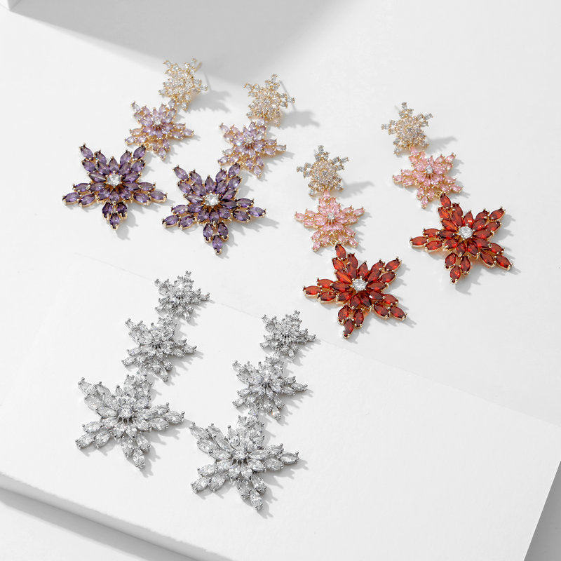 Three-layer Star Cubic Zirconia Earrings E7337
