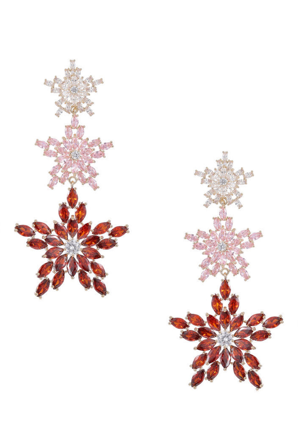 Three-layer Star Cubic Zirconia Earrings E7337